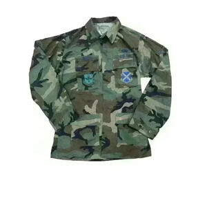 Men's US Army Air Force Military Field Jacket Coat Size Medium‎ M XLong Patches